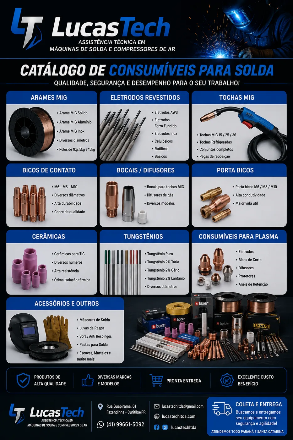 Catálogo LucasTech de consumíveis e acessórios para solda